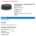 thumbnail image 2 of Rear Brake Drum - Compatible with 1999 Dodge Dakota, 2 of 2