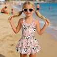 thumbnail image 3 of Xixirimido Panda Strawberry Daisy Pink Print Girls One Piece Swimsuits Modest Bathing Suit for Kids Hawaiian Swimwear with Skirt Sleeveless Swim Dress for Beach Water Park, 3-4 Years, 3 of 7