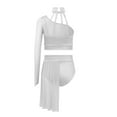 thumbnail image 2 of Aiihoo Kids Girls Gymnastics Ballet Lyrical Dance Outfit Sheer Mesh Shiny Rhinestone Crop Top with Irregular Skirt White 10, 2 of 5