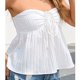 thumbnail image 3 of Top sin tirantes sin mangas para mujer, busto plisado con cordón, dobladillo suelto, espalda descubierta, Top fruncido de verano blanco S, 3 of 8