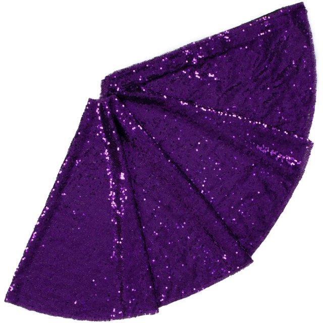 48-Inch Embroidery Sequin Christmas Tree Skirt, Purple