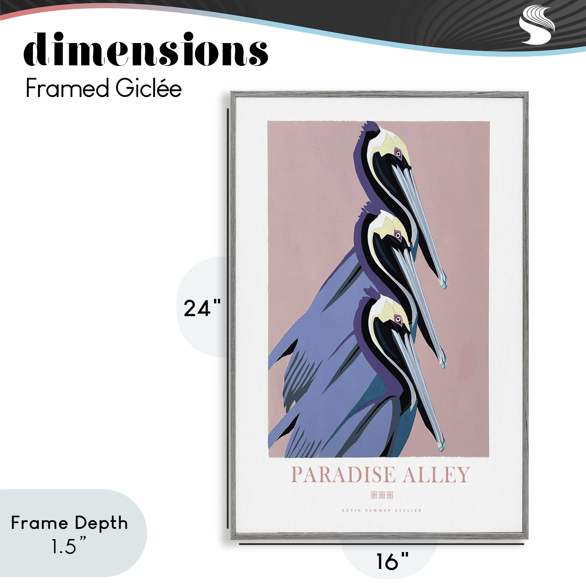 Stupell Industries Paradise Alley Pelican Trio Gray Framed Giclee Art, design by Jadei Graphics