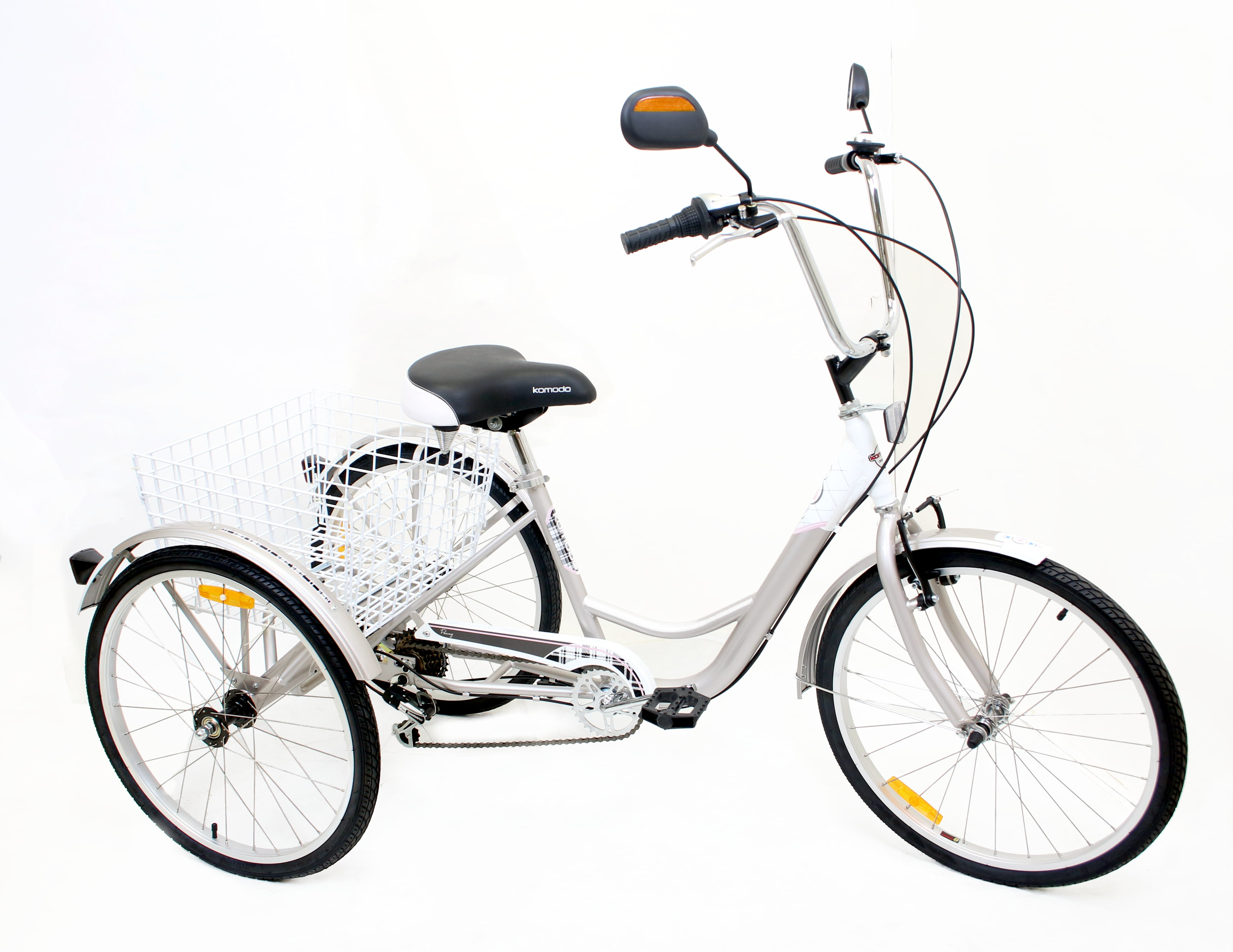 LianDu 24 Golden 3-Wheel Bike Adult Tricycle 6-Speed Shopping Tricycle Cruise Bike for Old Man 