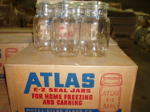 Quart Mason Jar Vintage Bail Handle Glass Mason Jar Vintage Atlas E-Z Seal Mason Jar