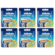 Gillette Vector 3 Refill Blades (Same as Gillette Sensor 3), 8 Count (Pack of 6)