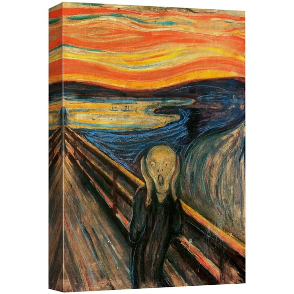 wall26 Canvas Print Wall Art The Scream by Edvard Munch People Historic Illustrations Fine Art Traditional Scenic Colorful Dark for Living Room, Bedroom, Office - 12"x18"