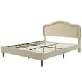 thumbnail image 4 of Euroco Upholstered Queen Platform Bed with Adjustable Height Headboard and LED Light Adults, Beige, 4 of 27