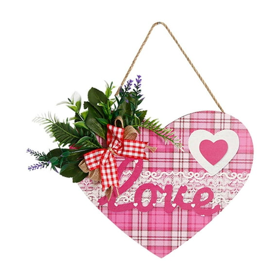 Baoblaze Romantic Wooden Love Plaque for Valentine's Day Decor - Heart Shape Wall Hanging A