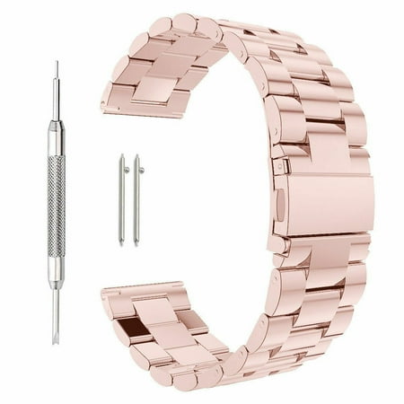 Stainless Steel Metal Watch Band Replacement, SOATUTO Quick Release Folding Clasp Solid Stainless Steel Watch band Strap For Men's Women's Watch (23mm-Rose Gold)