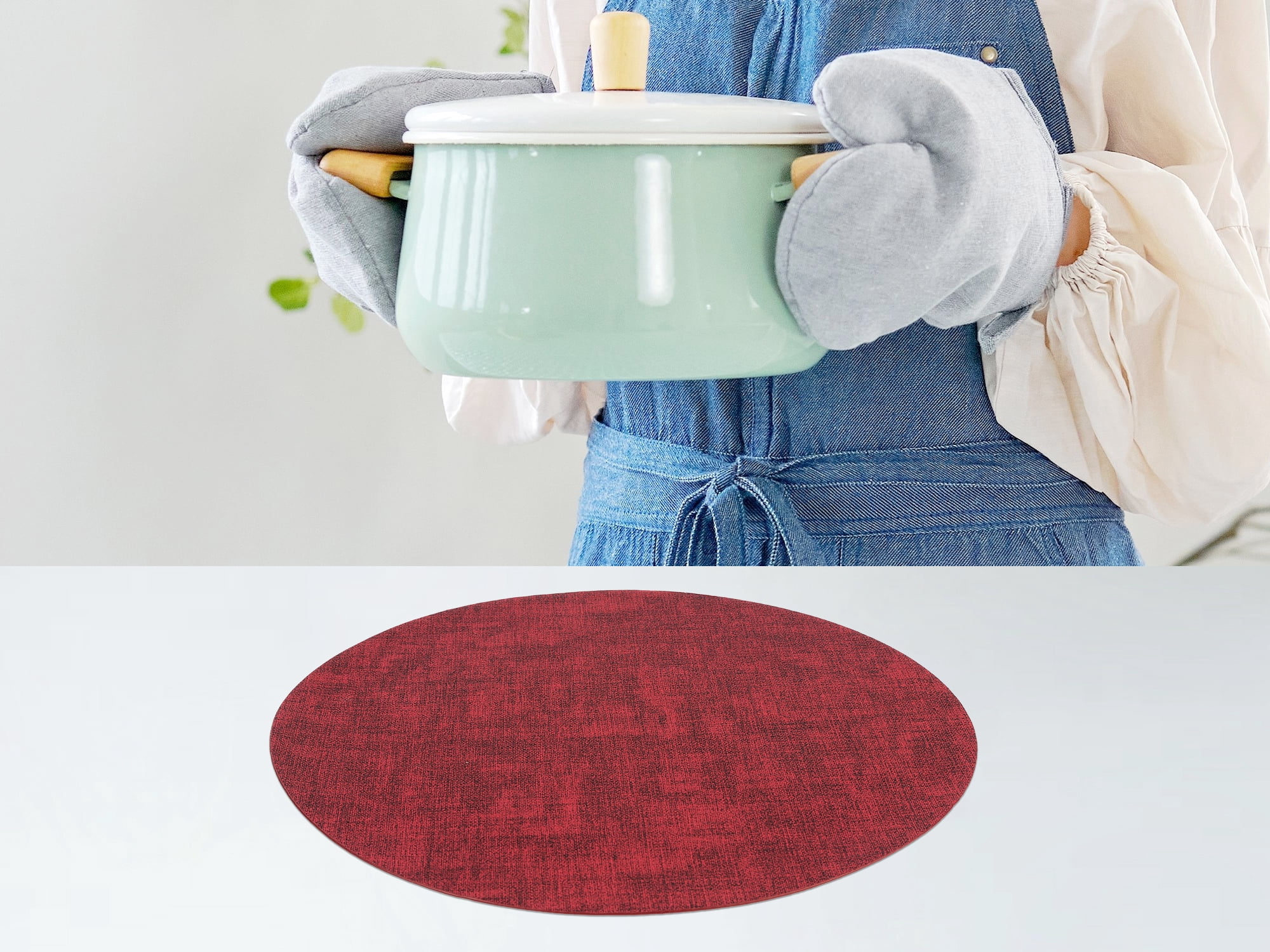 Unique Bargains Kitchen Placemats Washable Table Mat Wipeable Placemats Burgundy 13x13in