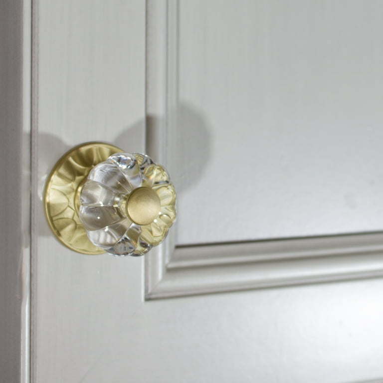 GlideRite 1-1/4 Inch Clear Melon Acrylic Cabinet Knob With Satin Nickel Backplate