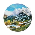 thumbnail image 1 of Mountain Mouse Pad for Computers, Watercolor Artwork Print of a Mountain Range Peaks Covered with Snow and Clouds, Round Non-Slip Thick Rubber Modern Mousepad, 8" Round, Multicolor, by Ambesonne, 1 of 2