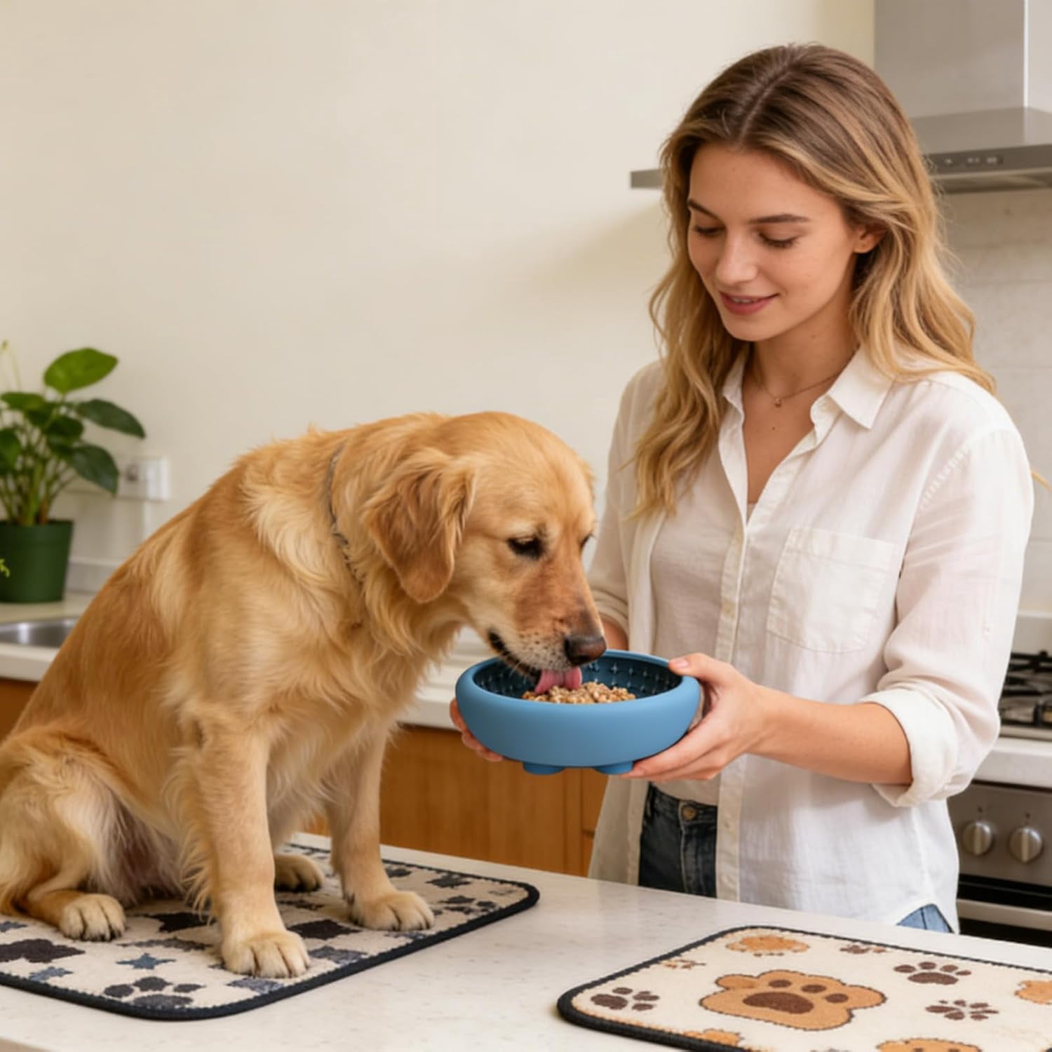 Silicone Slow Feed Licking Bowl, Anti-Choke, Suction Cup Base, Non-Slip, Easy Clean, for Dogs Cats