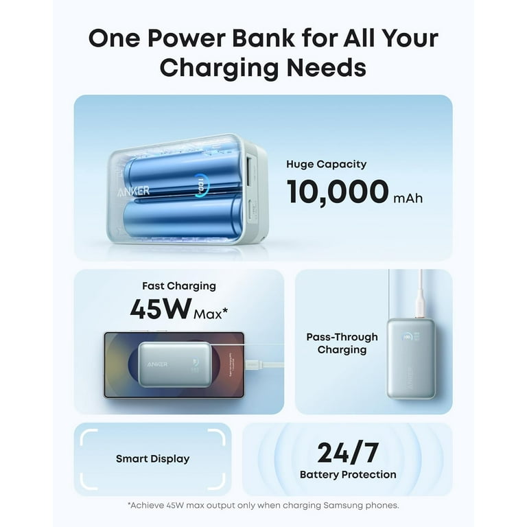 Anker Nano Power Bank, 10,000mAh 45W Max Portable Charger, USB-C