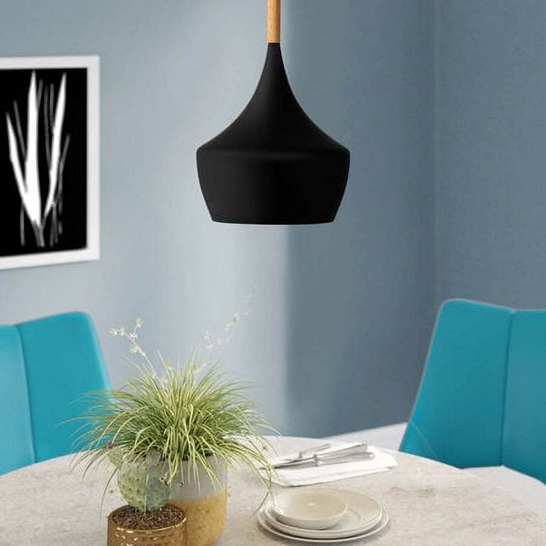 LOHASLED 1-Light Industrial Pendant Light Fixtures, Matte Black Vintage Farmhouse Hanging Lighting, Barn Kitchen Ceiling Lamp Fixture for Dining Room Decor