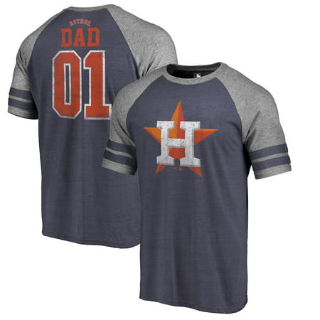 Houston Astros Fanatics Branded 2019 Father's Day Greatest Dad Two Stripe Raglan Tri-Blend T-Shirt -