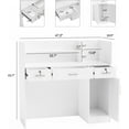 thumbnail image 3 of Omysalon Modern Reception Desk with Lockable Drawers, Storage Cabinet & Shelf, Salon Reception Room Table, Office Computer Desk, Clothing Store Checkout Counter, White(47.2”W x 18.9”D x 43.7”H), 3 of 8