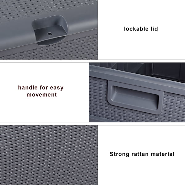 460L Outdoor Garden Plastic Storage Deck Box , Lockable, Waterproof, Dual Function Seat,Gray