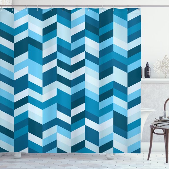 Ambesonne Geometrical Shower Curtain, Modern Herringbone Art, 69"Wx70"L, Sea Blue