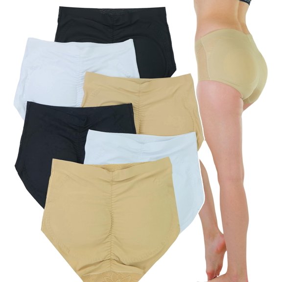 ToBeInStyle Women's Pack of 6 Butt Boosting Padded Panties - Basic Colors - X-Large