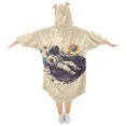 thumbnail image 2 of FORMRS Wearable Blanket Hoodie with Sleeves for Kids Cozy Flannel Sweatshirt, Beige Record, 2 of 7