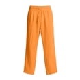 thumbnail image 4 of YLSDY Men's Lightweight Linen Blend Pants, Elastic Waist Drawstring, Straight Leg Breathable Beach Trousers Orange XXL, 4 of 5