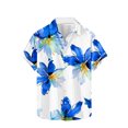 thumbnail image 3 of ZCFZJW Cute Summer Tops for Men Big and Tall Regular Fit Casual Floral Pattern Print Summer Beach Hawaiian Shirts Trendy Button Down Graphic Tees Shirt Blue M, 3 of 5