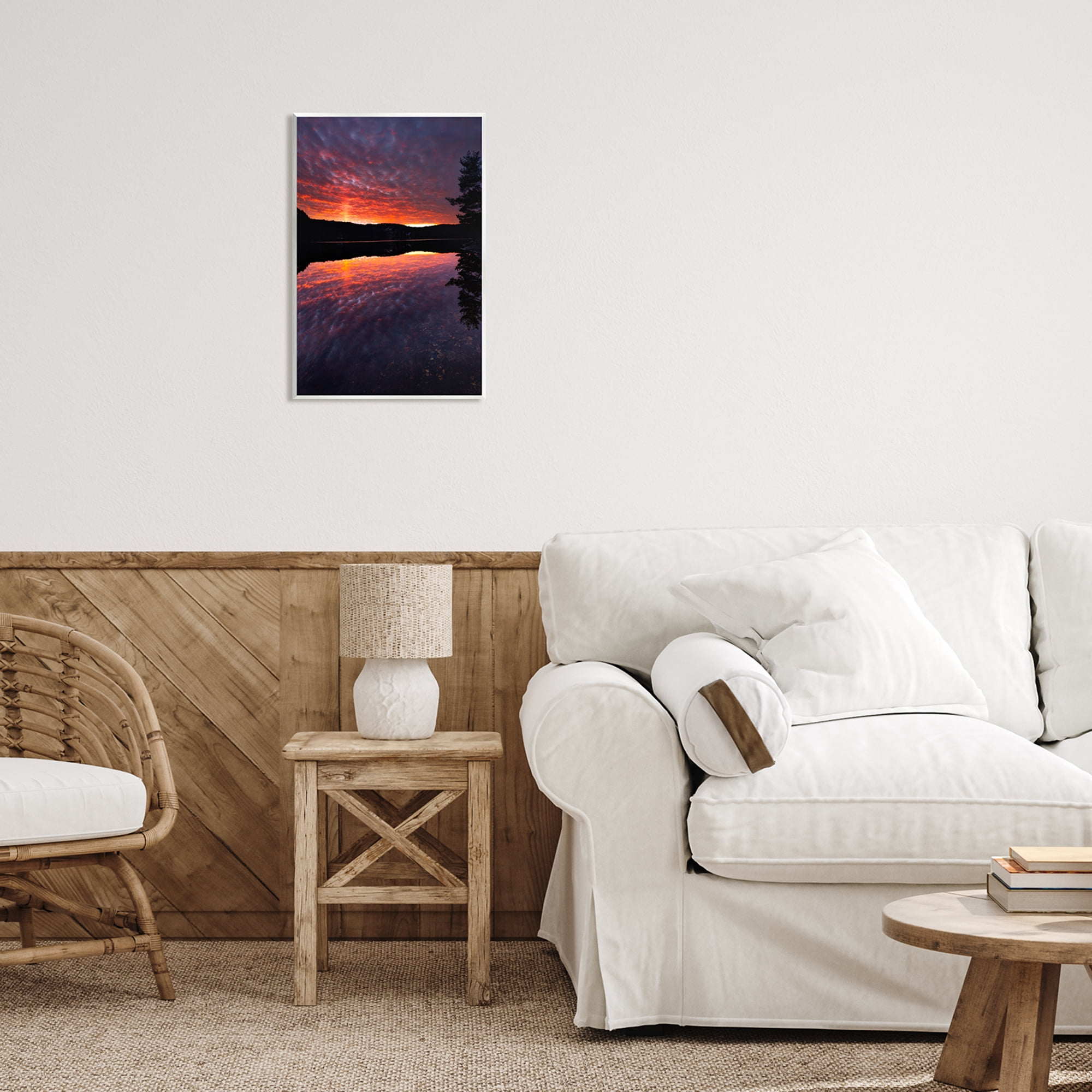 Stupell Industries Lake Sunset Reflection Nature Photography Unframed Art Print Wall Art, 13 x 19