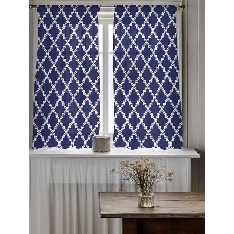 Quatrefoil Moroccan Pattern Curtains 54 Inch Length, Sheer