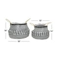thumbnail image 4 of DecMode 16", 14"H Black Wood Handmade Patterned Storage Basket with Handles, 2-Pieces, 4 of 8