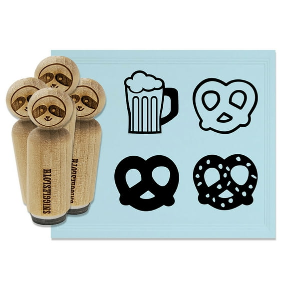 Oktoberfest German Soft Pretzel Beer Stein Rubber Stamp Set for Scrapbooking Crafting Stamping - Large 1-1/4 Inch
