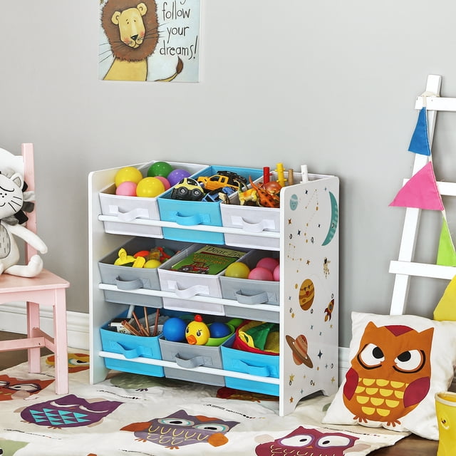 SONGMICS - Estante de almacenamiento infantil para juguetes y libros, con 9 cajas extraíbles
