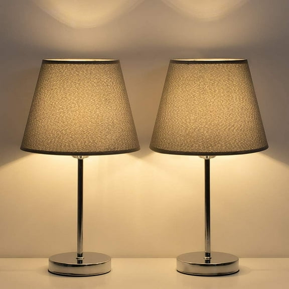 Set of 2 Bedside Desk Lamps for Bedroom, Office, with Mini Metal Basic