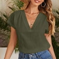 thumbnail image 2 of Annhoo Womens Cotton Linen Cropped Shirts Summer Lightweight Loose Short Sleeve Tops Casual V Neck Blouse Tees, 2 of 6