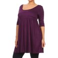 thumbnail image 3 of Women's Plus Size 3/4 Sleeves Babydoll Solid Tunic Top Dress, 3 of 5