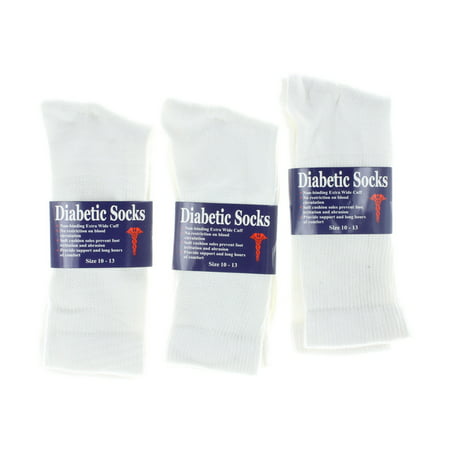 3 paires Diabetic hommes circulation non contraignant Blanc XL Boutons de manchette Chaussettes Taille 10-13