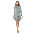 thumbnail image 4 of Green D Large Size Women's Long Sleeve Midi Cocktail Dress, Round Neck, Sexy, for Formal, Wedding Guest, Party, 4 of 6