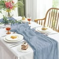 thumbnail image 5 of Parojati 1 Pcs Cheesecloth Table Runner 35'' x 120'' inch Dusty Blue Boho Gauze Cheese Cloth Table Runners for Baby Shower Decoration Wedding Party Summer Garden Farmhouse, 5 of 9