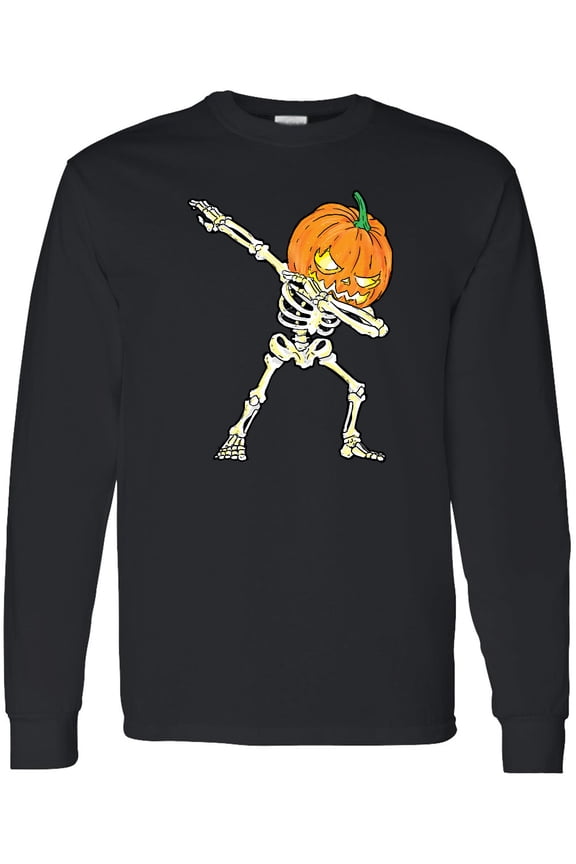 Halloween Dabbing Great Pumpkin Skeleton Long Sleeve T-Shirt