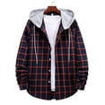 thumbnail image 3 of YAYUBA Men's Flannel Hoodie Shirts Plaid Casual Button Down Long Sleeve Lightweight Hooded Button Up Shirt with Pockets, 3 of 6
