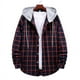 thumbnail image 3 of Camisas s Para Hombre Interior Camisa de manga larga con cuello encapuchado y estampado a cuadros informal de otoño e invierno para hombre (Red, L), 3 of 5
