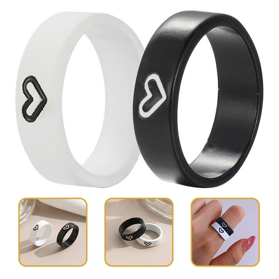 HAKIDZEL 1 Pair Promise Rings Couples Rings Matching Heart Alloy Assorted Color for Wedding Engagement