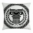 thumbnail image 1 of Toga Party Throw Pillow Cushion Cover, Hellenic Column and Laurel Wreath Heraldic Symbol with Olive Branch Graphic, Decorative Square Accent Pillow Case, 20 X 20 Inches, Black White, by Ambesonne, 1 of 2
