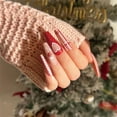 thumbnail image 5 of Fofosbeauty 6 Packs(144pcs) Christmas Nails, Press on Nails, Full Cover Acrylic Nails for Girls Women, Coffin Red White Simplicity Warm, 22, 5 of 10