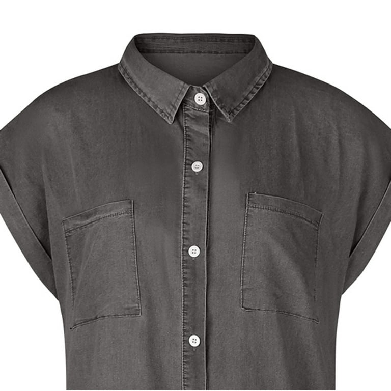 OAVQHLG3B Women's Summer Denim Shirt Dress with Front OAVQHLG3B Women's Summer Denim Shirt Dress with Front