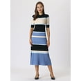 thumbnail image 4 of DARING DIVA Women's Striped Short Sleeve A-Line Midi Dresses XL Blue, 4 of 6