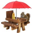 thumbnail image 1 of Lishi Weatherproof Wooden Squirrel Feeding Table with Umbrella - Perfect Squirrel Picnic Spot, 1 of 1