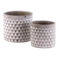 thumbnail image 2 of Benzara Cement Round Engraved Lattice Polygon Design Pot, 2 of 2