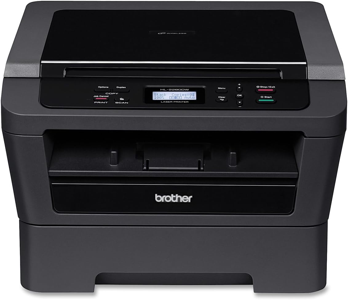 Brother Wireless Monochrome Laser Printer with Built-in Scanner, Copier, and Duplex Printing, P/N: HL-2280DW