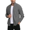 thumbnail image 3 of Aiyino Men's Cardigan Sweaters Full Zip Up Stand Collar Slim Fit Casual Knitted Sweater with 2 Front Pockets, 3 of 8